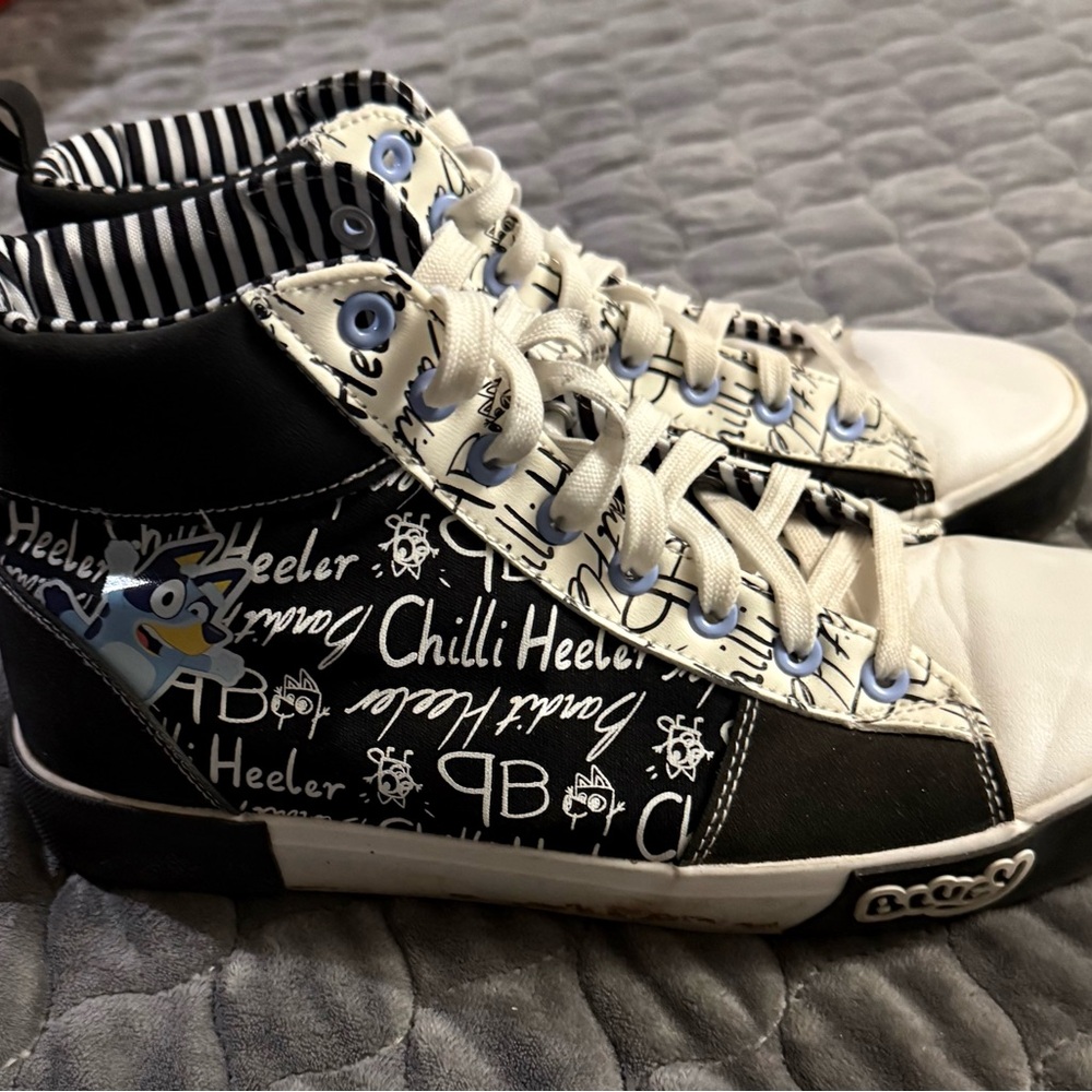Adult Bluey High-Top Sneakers - Black and White